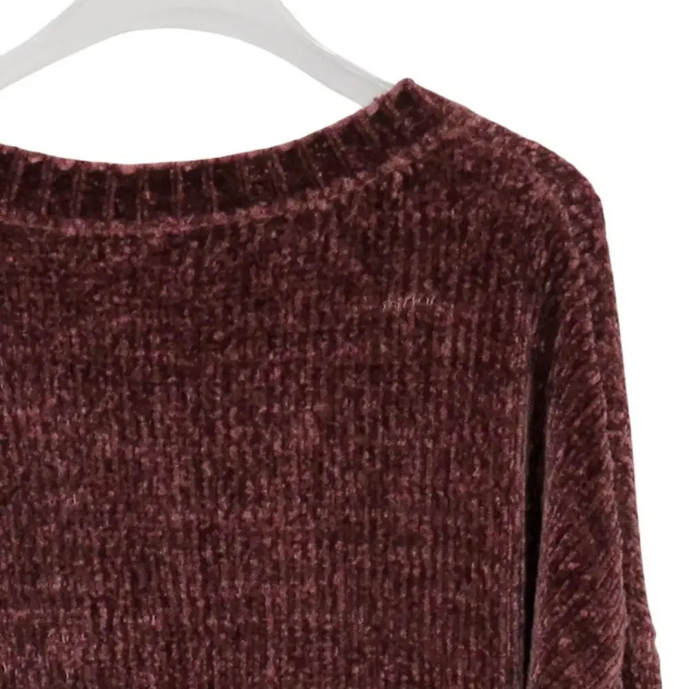 Seven Ultra Plush Chenille Pullover Sweater Mauve Pink Crewneck Sweater Medium